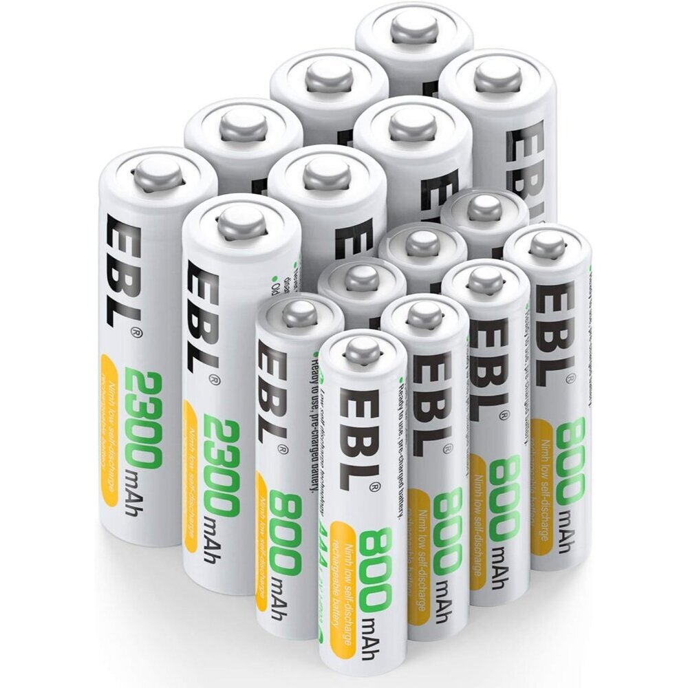 16 Sets AA AAA Batteries Combo with 8PCS AA 2300mAh & 8-Pack AAA 800mAh Recharge